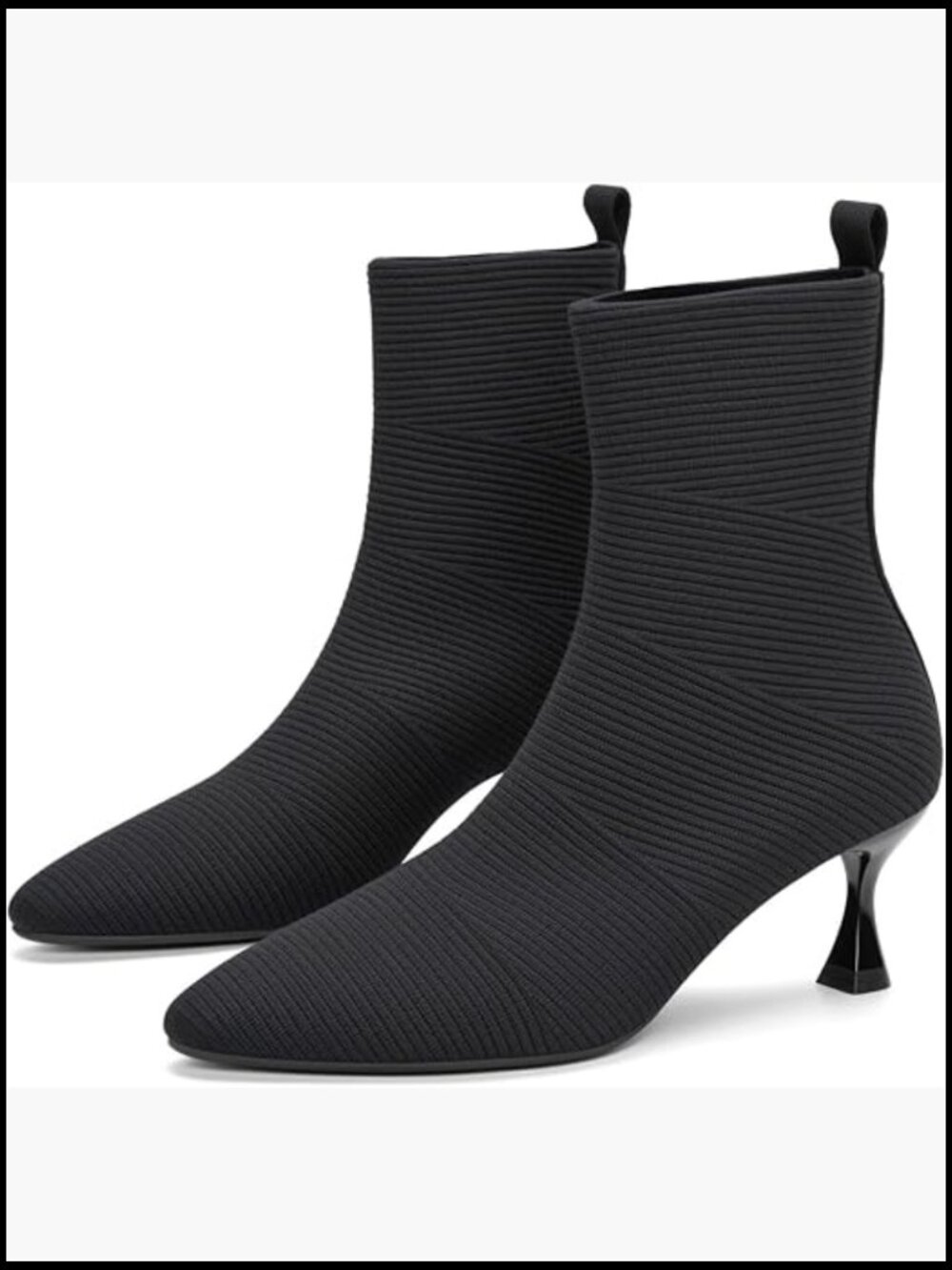Sock Knit Ankle Booties Low Heel Slip On Work Fall Boots Pointed Toe